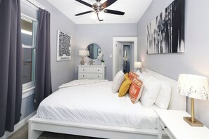 2 bedrooms, iron/ironing board, WiFi, bed sheets