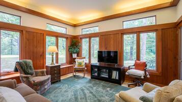 TV, fireplace