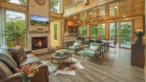 TV, fireplace - Views, Indoor Pool, Luxury Cabin, Bears (Gatlinburg)