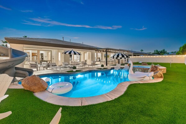 Outdoor pool, a heated pool