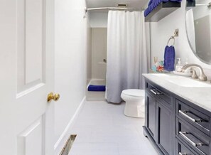 Sèche-cheveux, serviettes fournies, savon, papier toilette