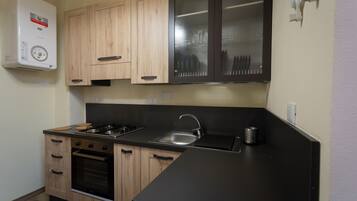Apartment | Eigene Kochnische | Großer Kühlschrank, Mikrowelle, Ofen, Herdplatte