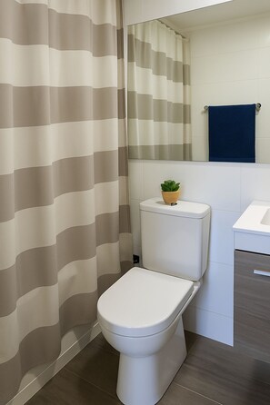 Secadora de cabello, jabón, papel de baño 