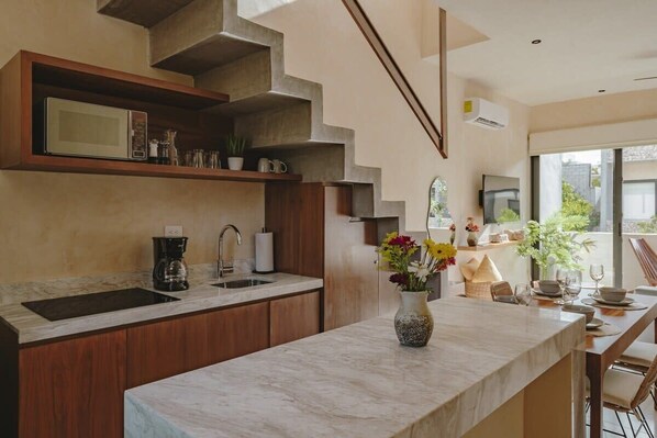 Fridge, microwave, stovetop, coffee/tea maker - Casa Felipa | 2BR Condo w/ Private Rooftop Terrace (Tulum)