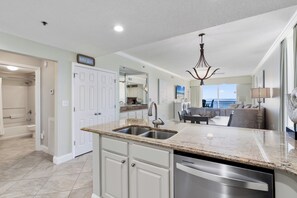 Fridge, microwave, oven, stovetop - Palacio 906 | Oceanfront, Resort Amenities | My Beach Getaways (Pensacola)