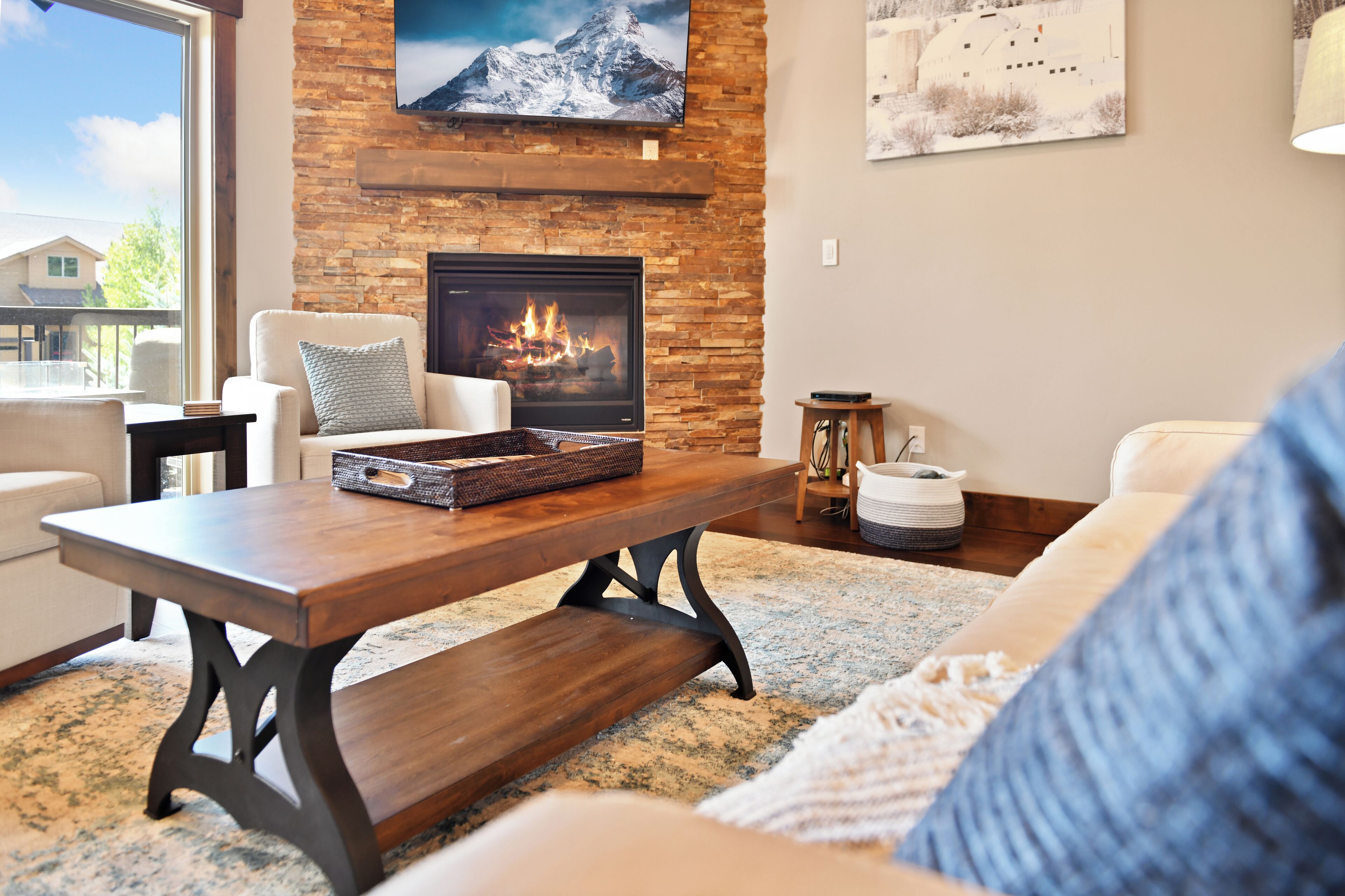 Rumah Superior, pemandangan gunung | Area keluarga | Perapian