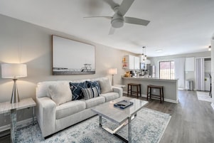 Apartment, 2 Bedrooms, Patio, Beachside | Living area | Flat-screen TV