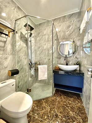 Deluxe Double Room, Balcony, City View | Bathroom | Shower, hair dryer, slippers, towels - Sel de Mer Apartment Phu Quoc (Phu Quoc)