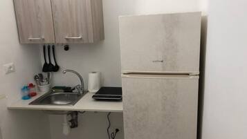 Fridge, stovetop, cookware/dishes/utensils