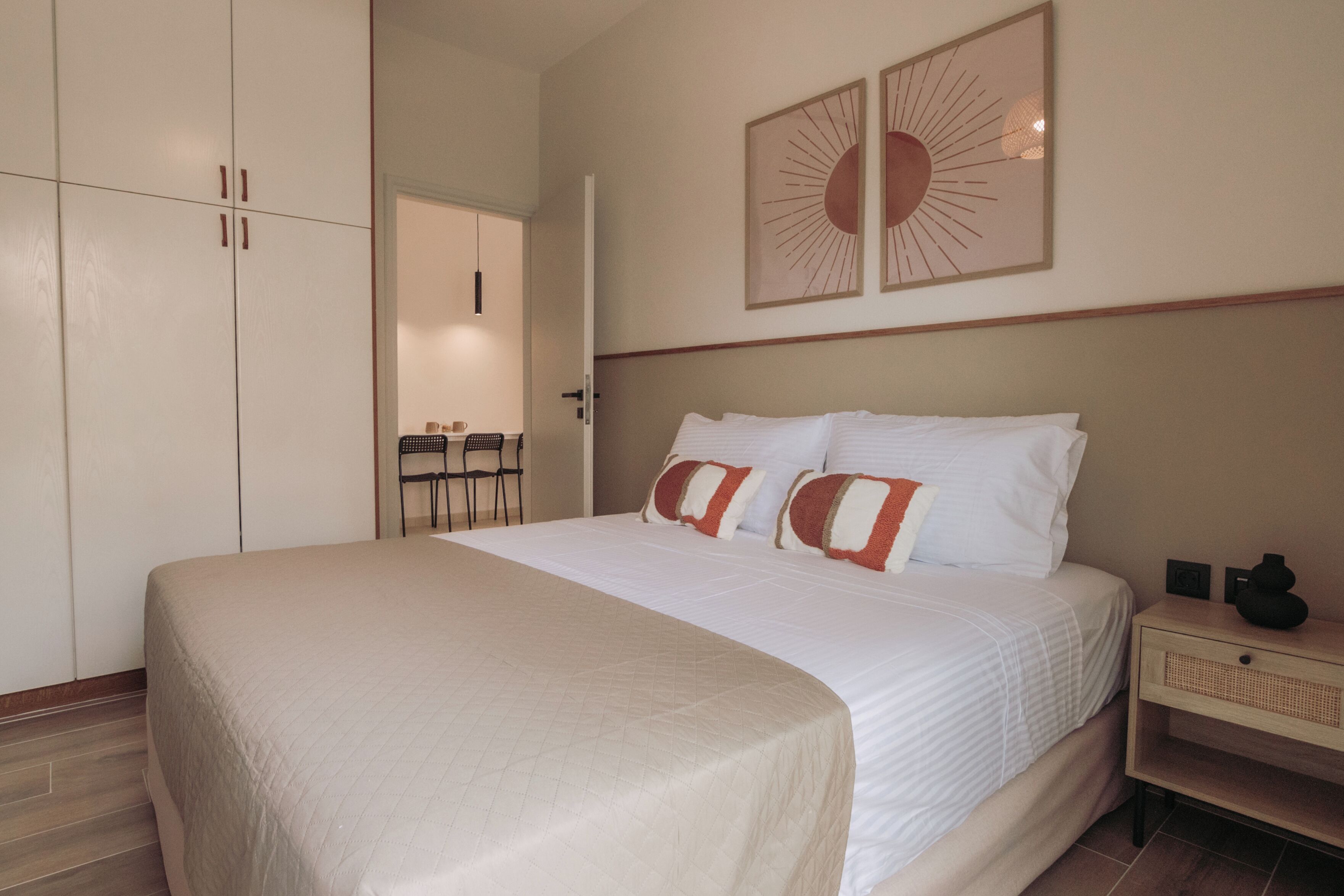 1 bedroom, blackout drapes, soundproofing, iron/ironing board