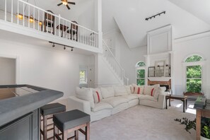 Smart TV, fireplace, video games, table football