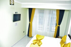 Standard Single Room, City View | Blackout drapes, soundproofing, free WiFi - Willow Hotel (Eldoret)