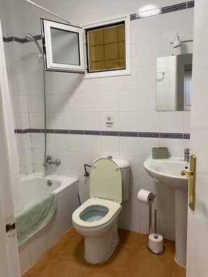 Séchoir à cheveux, serviettes fournies, papier de toilette
