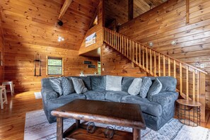 TV, fireplace - *Cozy 2BD Cabin w/ Hot Tub! Fire Pit + Near TOWN!* (Pigeon Forge)