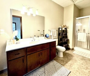 Secador de cabelo, toalhas de banho