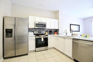 Fridge, microwave, oven, dishwasher