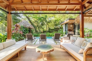 Terrace/patio - La Perla A Tropical Gem Beachside Property beach at your door (Santa Teresa)