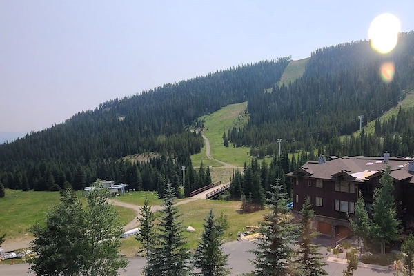 View from the balcony with the ski lift.