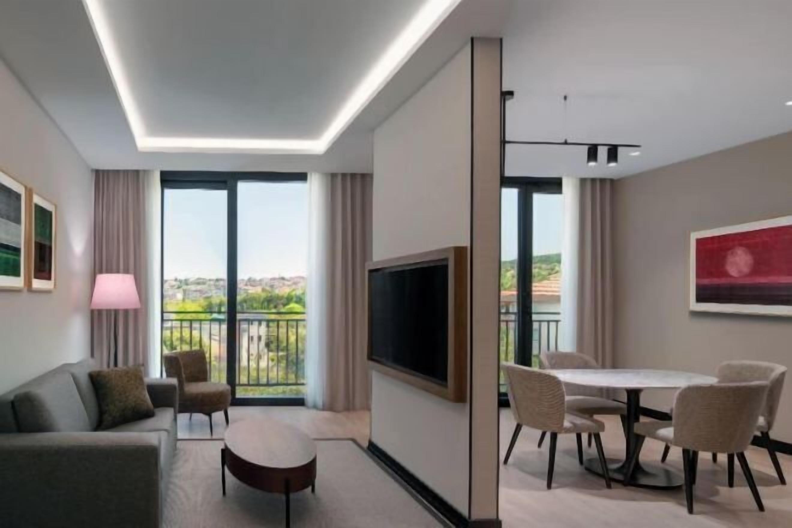 Living area | 55-inch LED TV with satellite channels, books