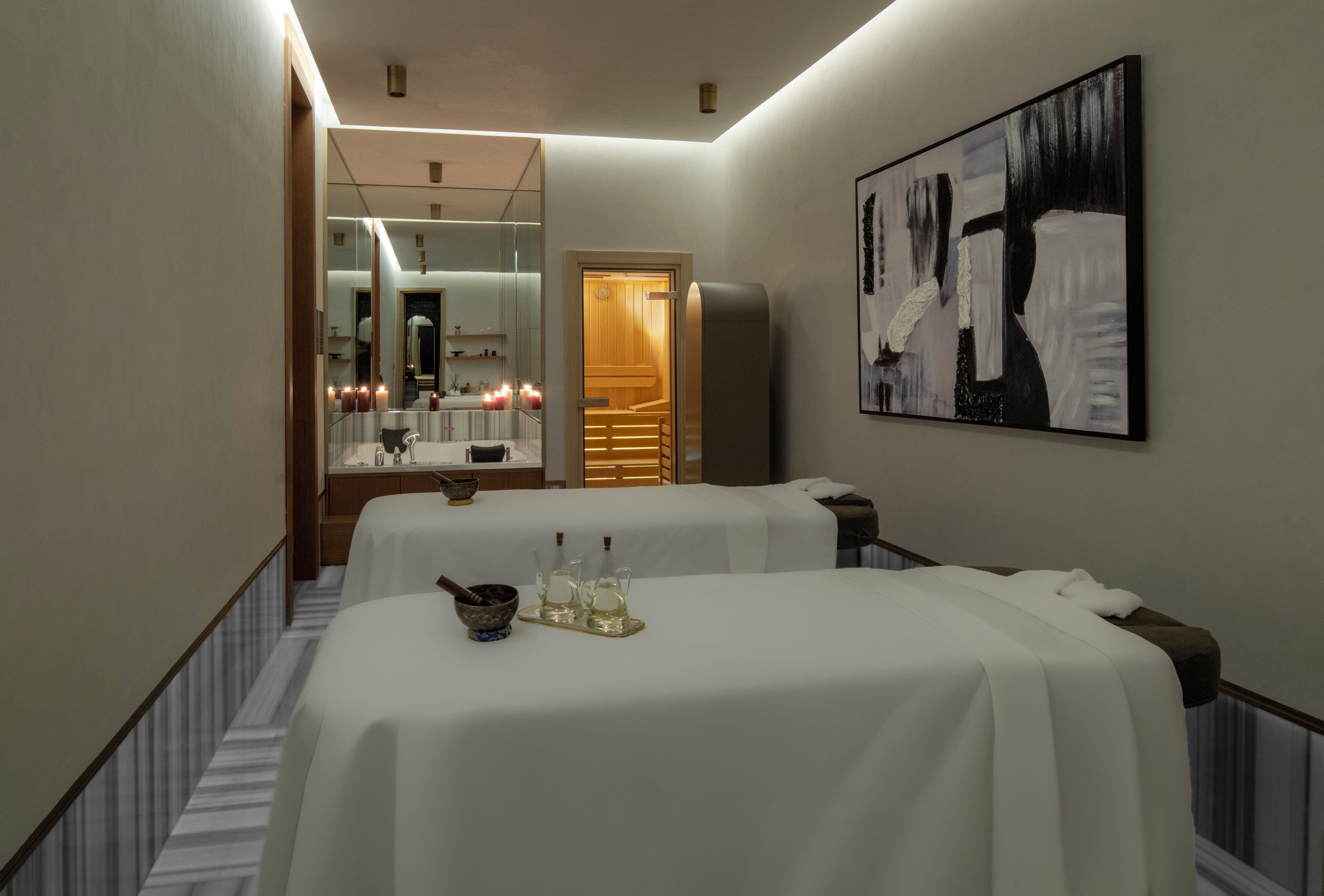 Sauna, hot tub, steam room, Turkish bath, aromatherapy, Swedish massages