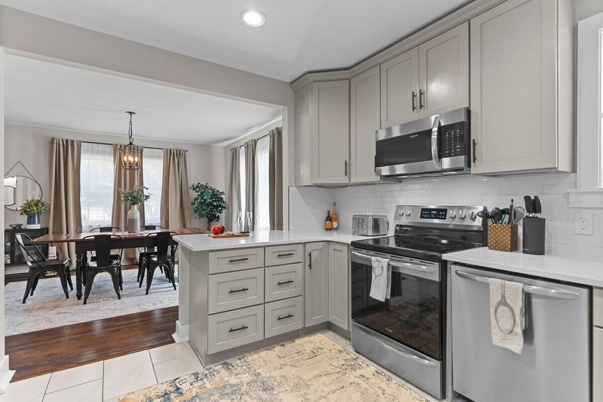 Fridge, coffee/tea maker, cookware/dishes/utensils