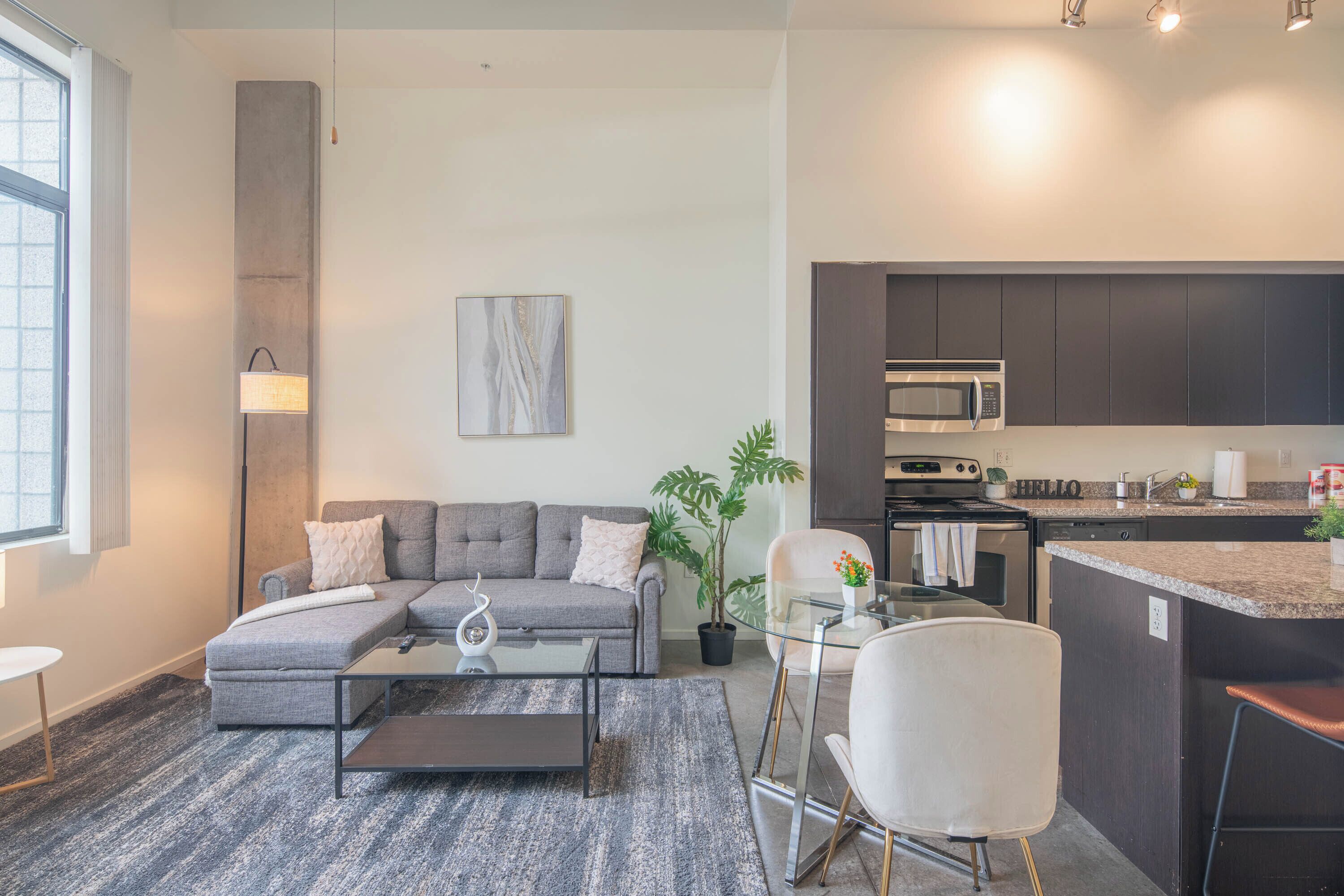 Classic Apartment, 1 Bedroom, Kitchen, Pool View | Living area | 55-inch Smart TV with digital channels