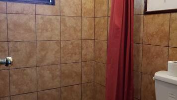 Basic Twin Room, Patio, Garden View | Bathroom | Towels, soap, shampoo, toilet paper