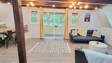 Smart TV, fireplace, video games, books