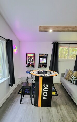 Games room - Stylish A-frame w/ Hot tub, Firepit, Arcade Games, EV Charger, Fireplace (East Stroudsburg)