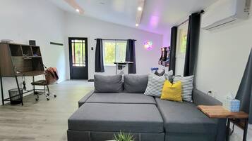 Smart TV, fireplace, video games, books