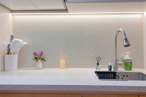 Studio | Privékeuken | Een koelkast, een microgolfoven, een kookplaat, een rijstkoker