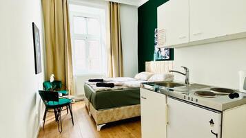 1 bedroom, iron/ironing board, bed sheets