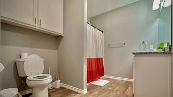 Towels, soap, shampoo, toilet paper