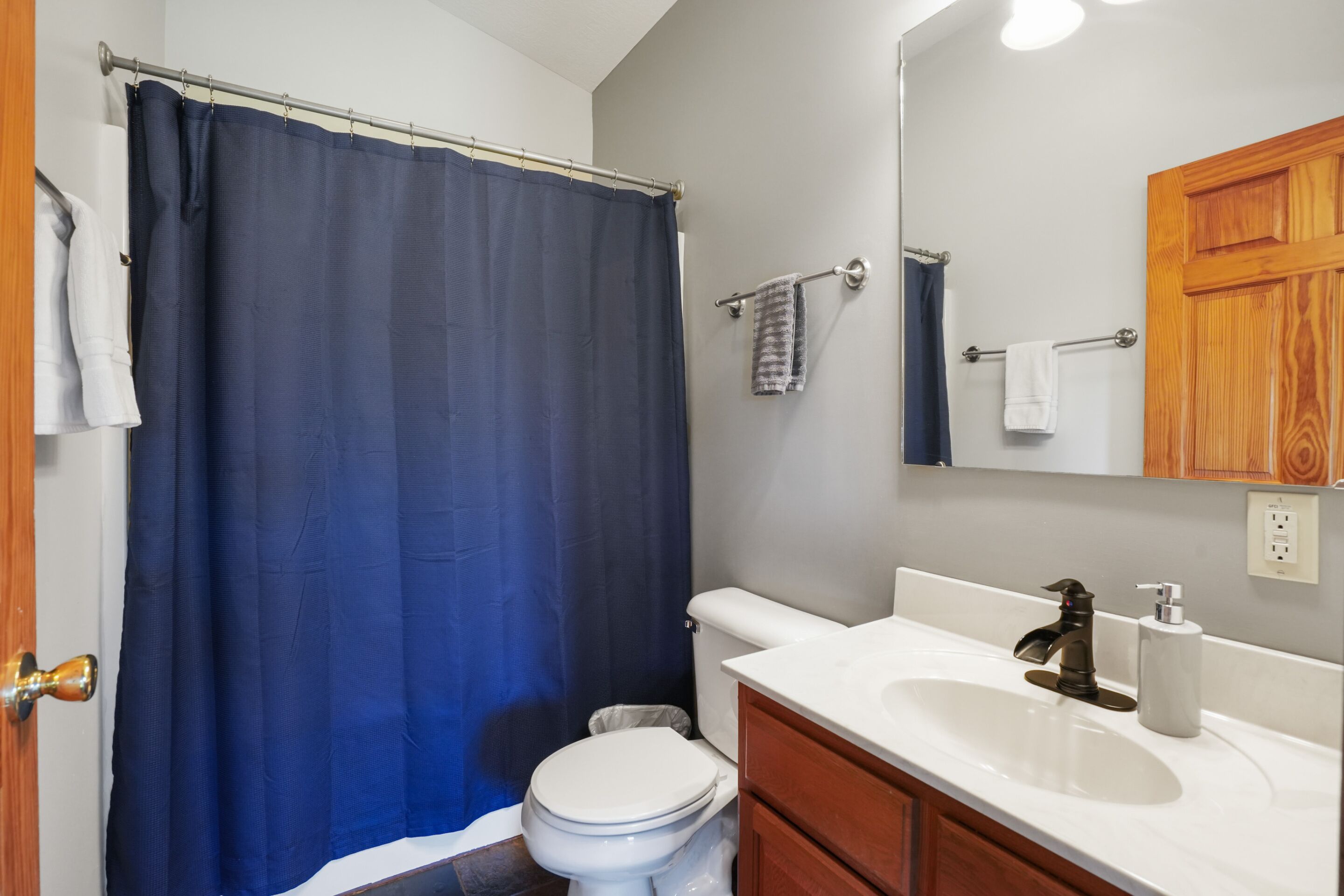 Shower, towels, soap, shampoo