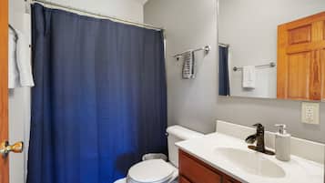 Shower, towels, soap, shampoo