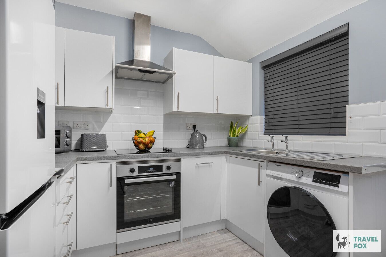 Fridge, microwave, oven, toaster