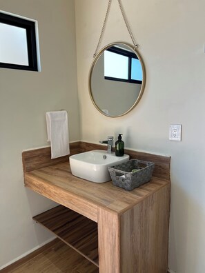 Shower, hair dryer, towels, soap - SUITE FOR COUPLES WITH HEATED POOL AND JACUZZI (Parras de la Fuente)