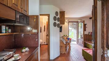 Fridge, microwave, stovetop, electric kettle