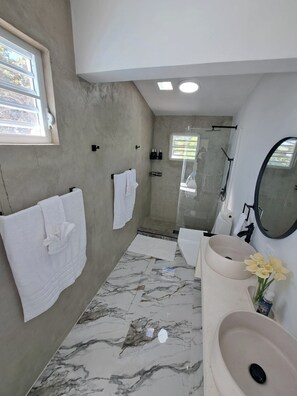 Shower, hair dryer, towels, soap - Dual Villas: Private One-Story Home in Yabucoa Puerto Rico with new pool,AC&wifi (Yabucoa)