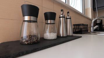 Comfort Apartment | Private kitchen | Full-size fridge, oven, stovetop, toaster