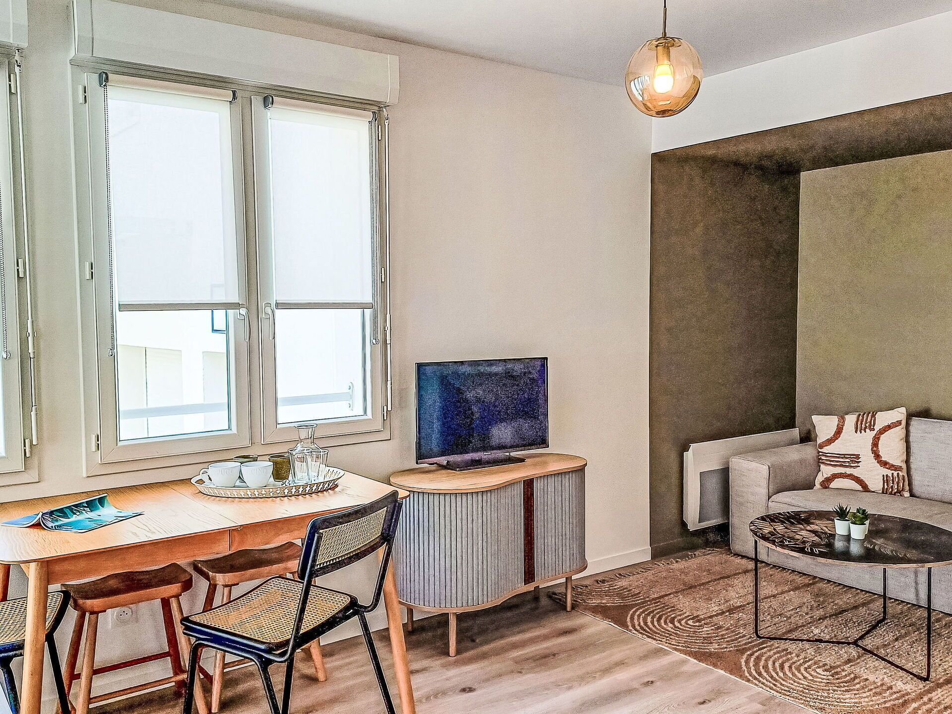 Furniture, Table, Window, Building, Wood, Interior Design, Lighting, Flooring, Floor