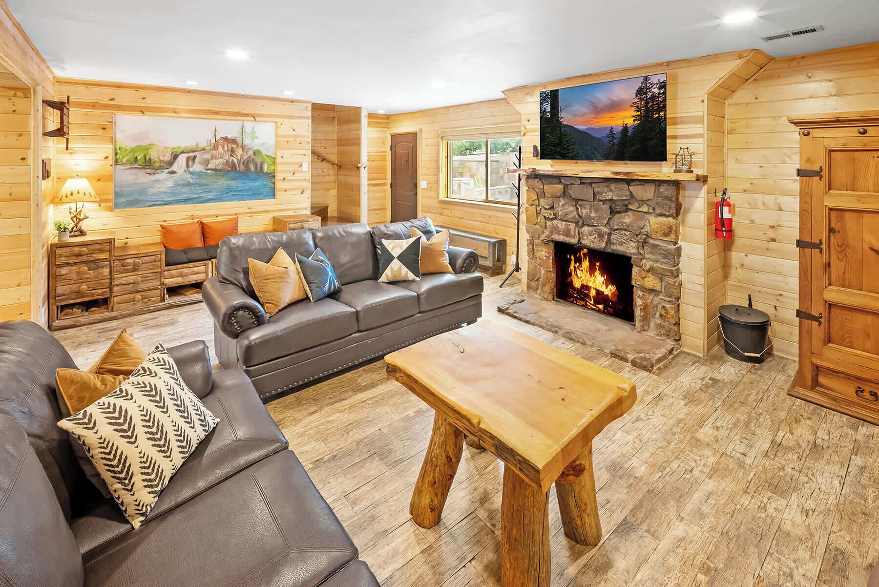 Fernseher, Kamin, Arbeitsbereiche