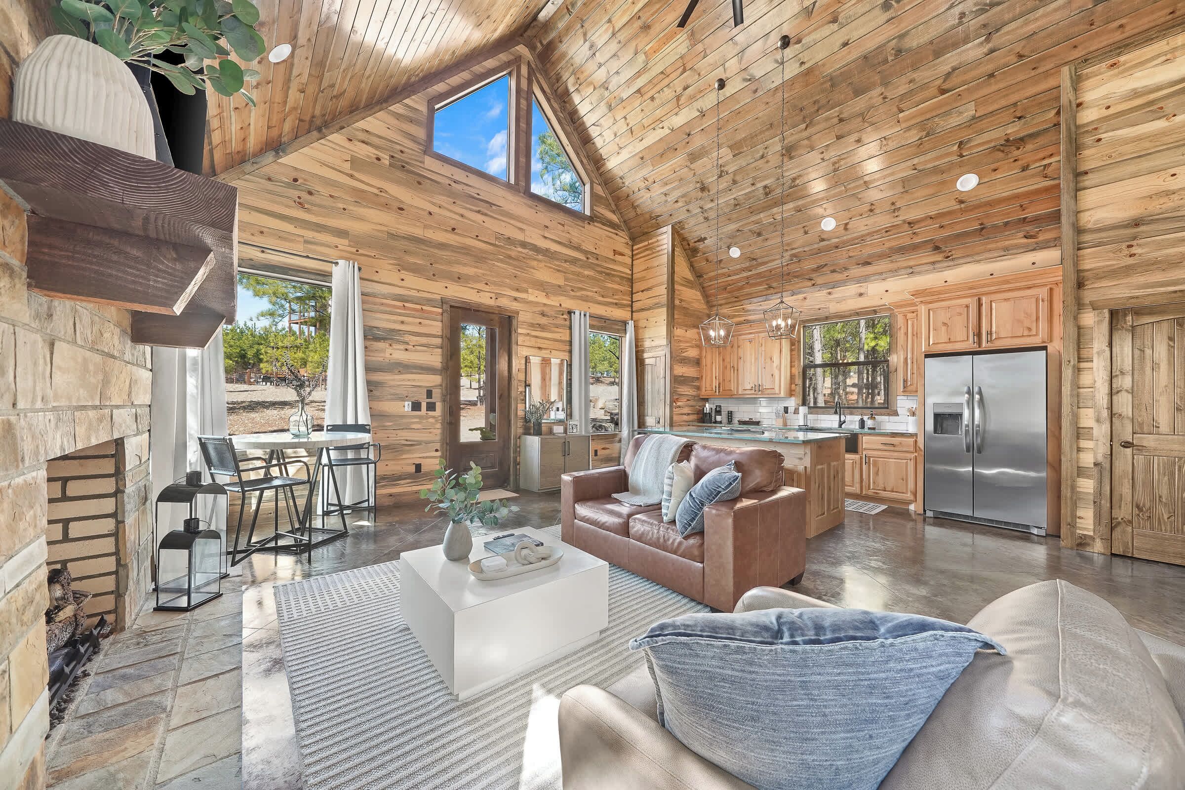 TV, fireplace, offices