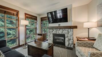 Smart TV, chimenea, reproductor de DVD