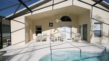 Outdoor pool, sun loungers