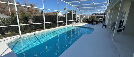 Outdoor pool, pool loungers