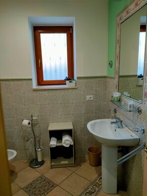 Dusche, Haartrockner, Bidet, Handtücher