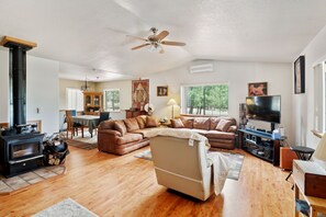 Living area - Secluded Mountain Cabin With Forest Views 3 Bedroom Cabin by RedAwning (Happy Jack)