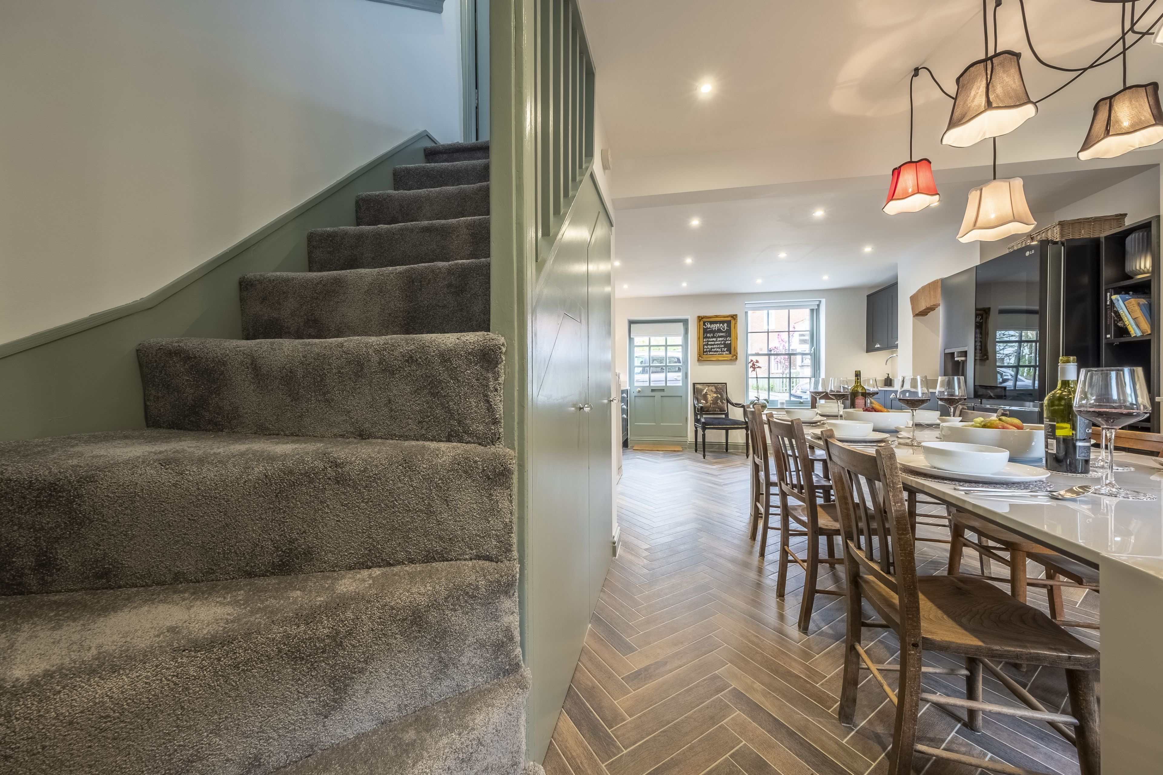 Ground floor: Stairs from the kitchen up to the first floor