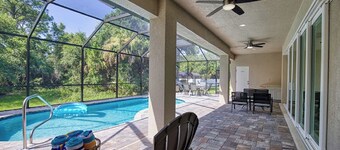 Open Concept home with Heated Pool in peaceful North Port
3 Bdrm, 4 Bath + Den